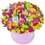 Цветы в коробке «Разноцветная радость»